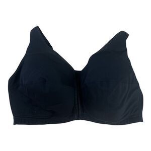 Laudine Hook Eye Front Close Wireless Bra Plus Size 44G Black Back Support